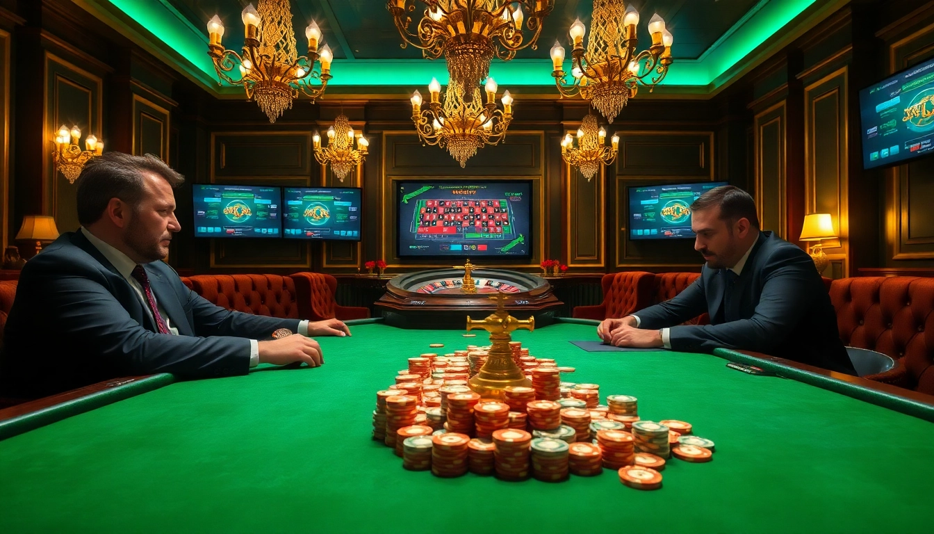 Playing at a casino en ligne fiable poker table with vibrant chips and thrilling atmosphere.